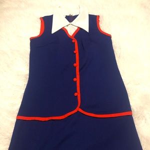 Vintage 60s red white and blue mini dress Sz 12